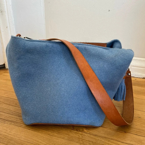 Lefrac Handmade Italian Wool Shoulder Bag Purse - Picture 1 of 9